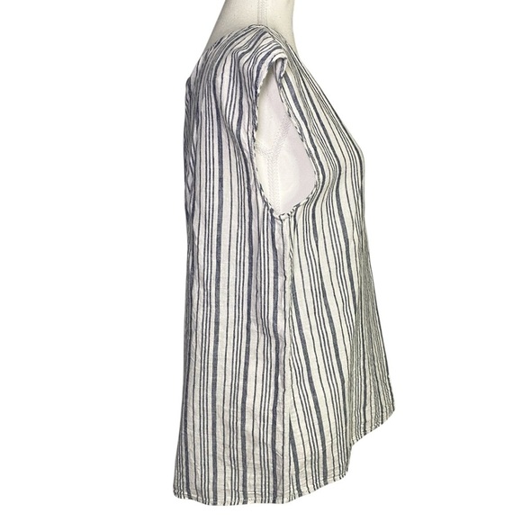 Max Studio Denim/Gray and White Striped Blouse - Picture 3 of 13